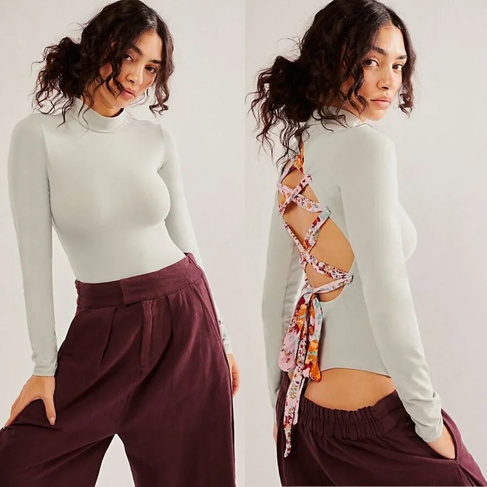 NWT New Free People Straps In The Back Mint Bodysuit Size XL